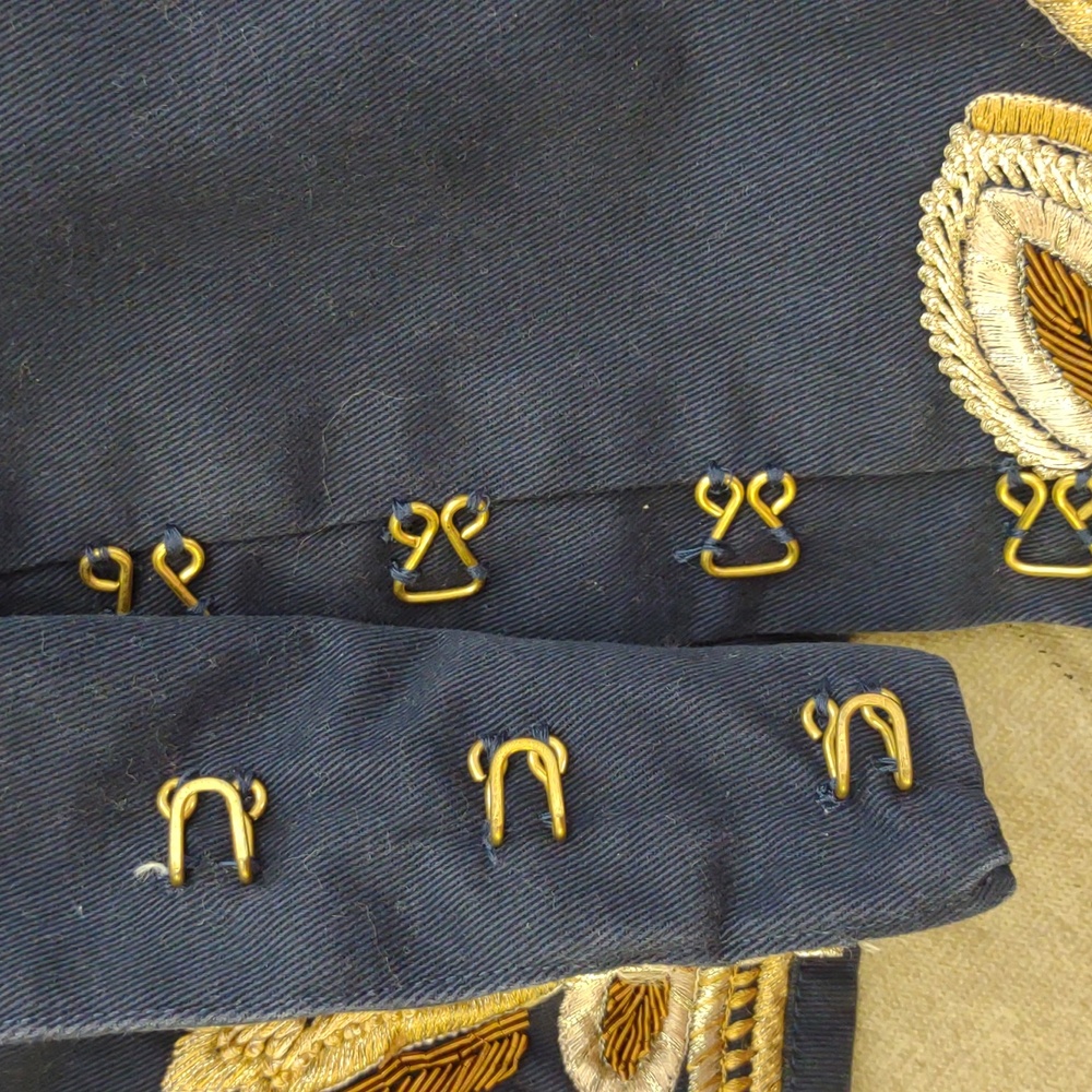 90s Cropped Hussar Jacket – Navy & Gold Statement Military Blazer - Picture 13 of 13